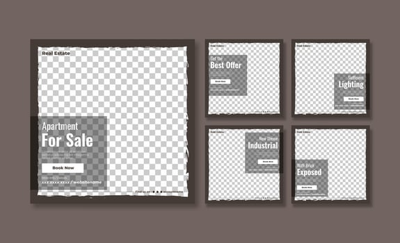 Real estate or property trendy editable template. house for sale social media post template vector