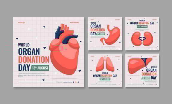 World organ donation day social media post. Social media template. Trendy editable social media template vector