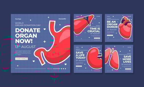 World organ donation day social media post. Social media template. Trendy editable social media template vector