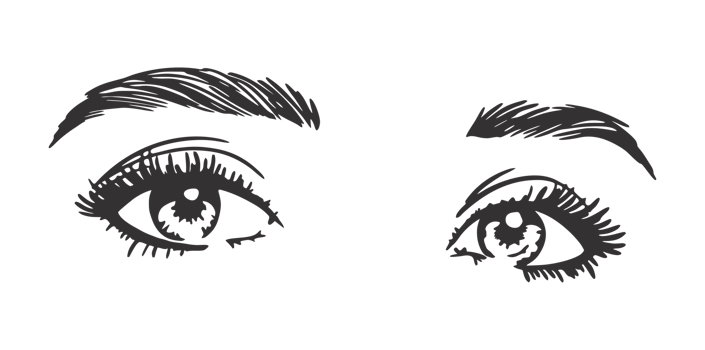 Beautiful female eyes black and white transparent illustration png