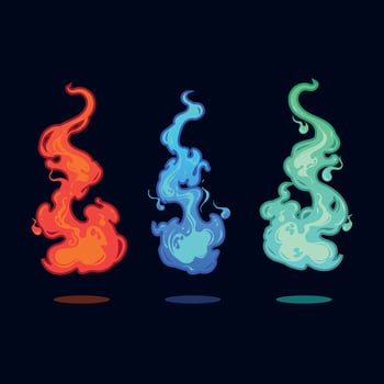 burning flames of different colors vector