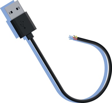 Damaged usb cable isolated on white background vector