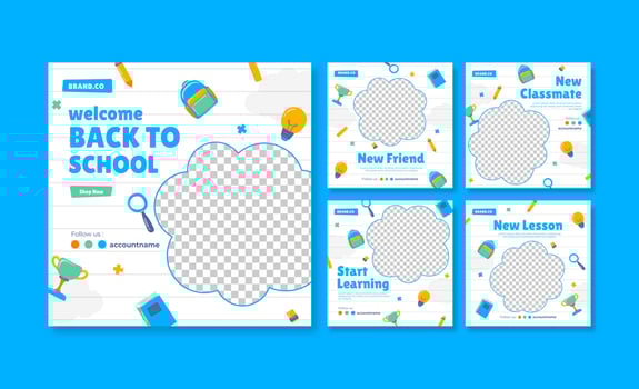 Back to school social media post. Colorful social media template. Trendy editable social media template vector