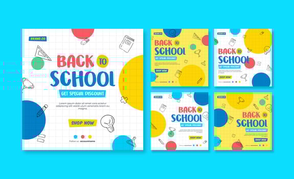 Back to school social media post. Colorful social media template. Trendy editable social media template vector
