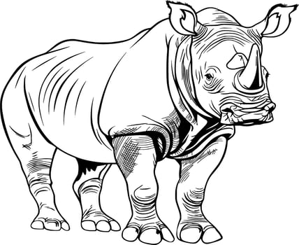 Realistic Rhino Vector Illustration