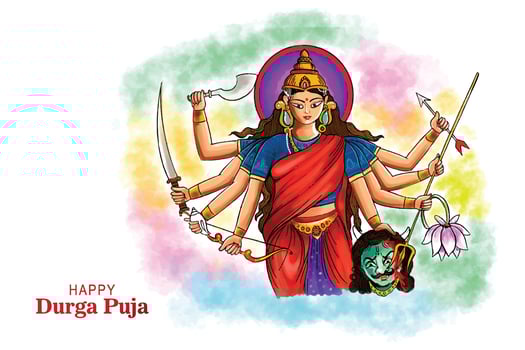 Beautiful face of goddess durga puja for shubh navratri festival background vector