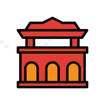 Arch icon colored outline red orange colour chinese new year symbol perfect. vector