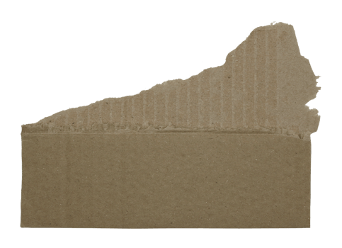 A sheet of corrugated paper is torn into pieces on transparent background png file