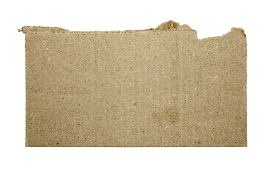 A sheet of corrugated paper is torn into pieces on transparent background png file