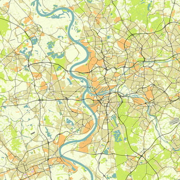Vector city map of Duisburg, Germany