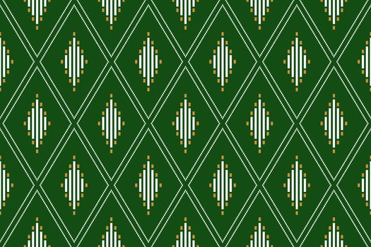 Green Cross stitch colorful geometric traditional ethnic pattern Ikat seamless pattern border abstract design for fabric print cloth dress carpet curtains and sarong Aztec African Indian Indonesian vector