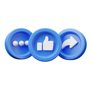 3D Social Media Like Comment and Share png