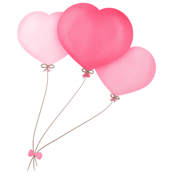 Watercolor pink Valentine balloons, for decoration invitation and greetings png