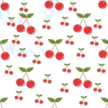 Cute cherry seamless pattern for fabric print, textile, gift wrapping paper. colorful vector for children, flat style