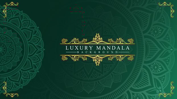Green golden islamic geometric pattern mandala background arabic banner vector