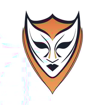 Mask for face character logo. Silhouette mask on white vector