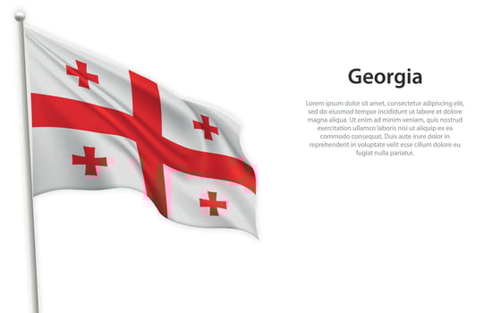 Waving flag of Georgia on white background. Template for independence day vector