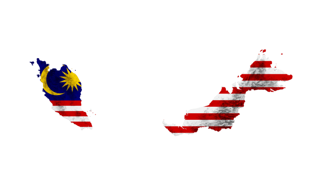 Malaysia map with the flag Colors Blue and Red Shaded relief map 3d illustration png