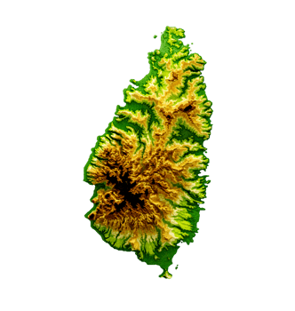 Saint Lucia Map Shaded relief Color Height map 3d illustration png