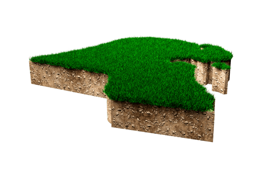 Kuwait map soil land geology cross section with green grass 3d illustration png