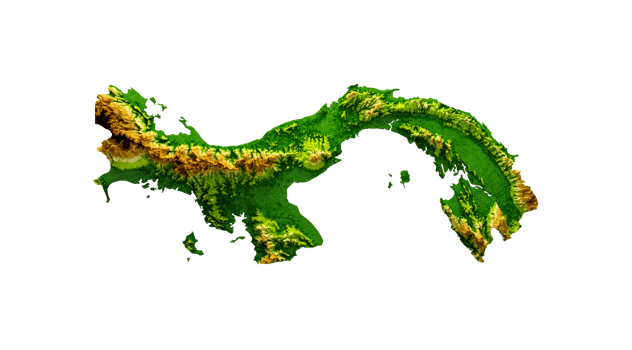 Panama Map Shaded relief Color Height map 3d illustration png