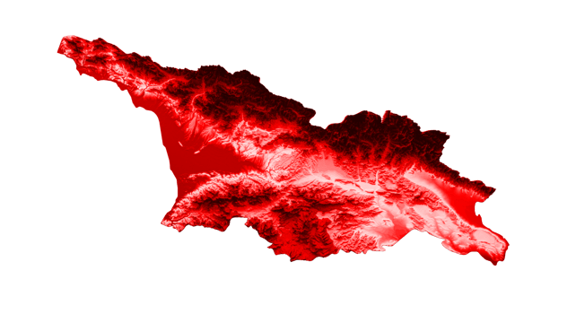 Georgia map with the flag Colors Red and yellow Shaded relief map 3d illustration png