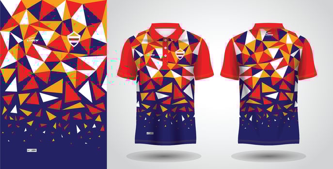 blue red and yellow polo sport shirt sublimation jersey template vector