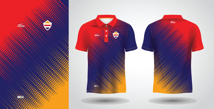 blue red and yellow polo sport shirt sublimation jersey template vector