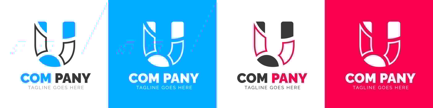 corporate modern business creative Minimal company Letter U logo icon vector design template set.