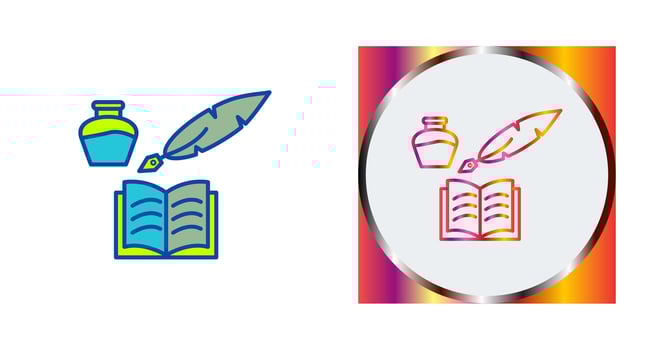 Unique Quill and Book Vector Icon