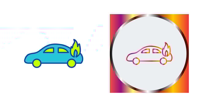 Unique Car on Fire Vector Icon