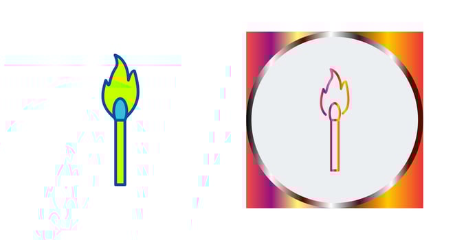 Unique Lit Matchstick Vector Icon