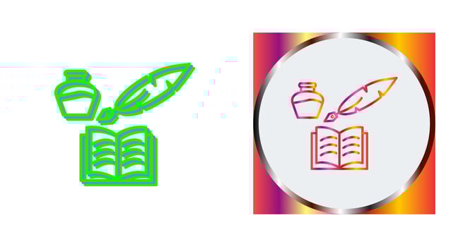Unique Quill and Book Vector Icon