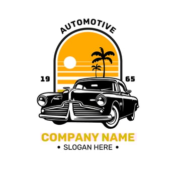 Vintage Car Logo Design Template For A Company Or Business. This Monogram Or Symbol Design Is Simple Minimalist And Elegant. LOGO illustration Icon - Vector Format EPS 10