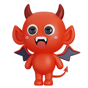 Funny Halloween Cartoon Character Red Devil isolated. 3d Render Illustration png