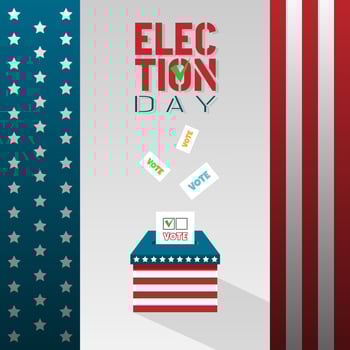 Election Day poster with ballots put in a box vector