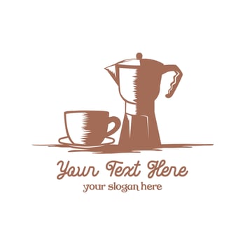 Set of Coffee Cup and Pot for Barista Coffee Maker or Cafe Bar Logo Design vector