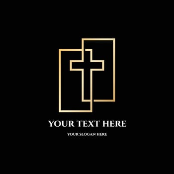 Geometric Golden Jesus Christian Cross Line Icon Symbol Illustration vector