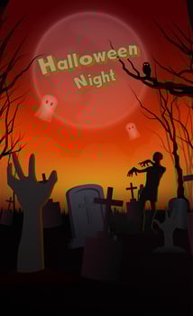 halloween night cemetery zombie vector