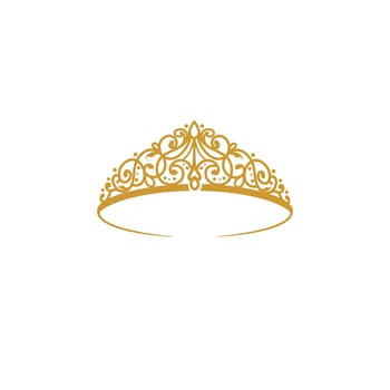 Vintage Elegant Gold Tiara Logo Illustration In Isolated White Background vector
