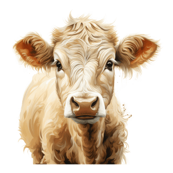 Charolais cow surprised with big eyes . AI Generated png