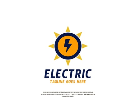 electric with ornament sun logo design vector