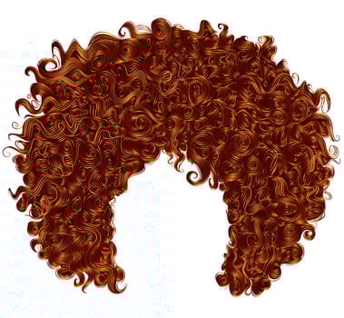 trendy curly  red ginger hair  . realistic  3d . spherical hairstyle . fashion beauty style . vector