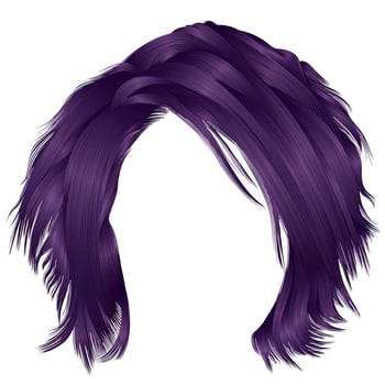 trendy woman disheveled hairs purple colors .  beauty fashion .  realistic 3d vector