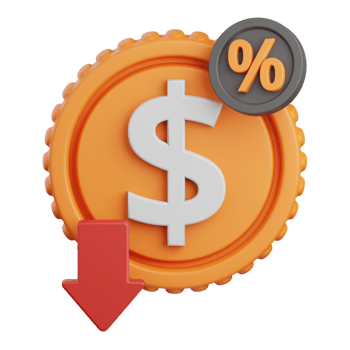3d rendering price down isolated useful for sale, discount, advertising, promo and marketing design png