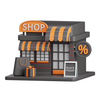3d rendering store isolated useful for sale, discount, advertising, promo and marketing design element png