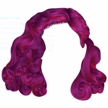 trendy woman short  hairs bright pink colors .fringe. fashion beauty retro style . realistic 3d . vector