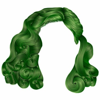 trendy woman short  hairs green colors .fringe. fashion beauty retro style . realistic 3d . vector