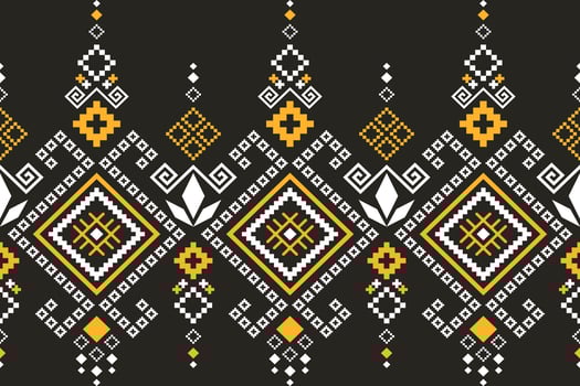Nature vintages cross stitch traditional ethnic pattern paisley flower Ikat background abstract Aztec African Indonesian Indian seamless pattern for fabric print cloth dress carpet curtains and sarong vector