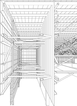 3D illustration of building structure vector
